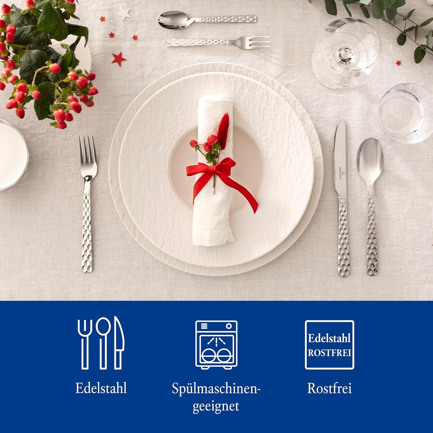 Villeroy & Boch - Cubertería Boston 30 piezas, 6 personas Cocina Naty Shop