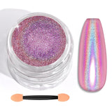 Saviland - Juego de polvos para uñas cromados, color rosa, efecto espejo, efecto espejo, decoración de uñas con purpurina para manicura con varillas de esponja, polvo con purpurina para salón de uñas