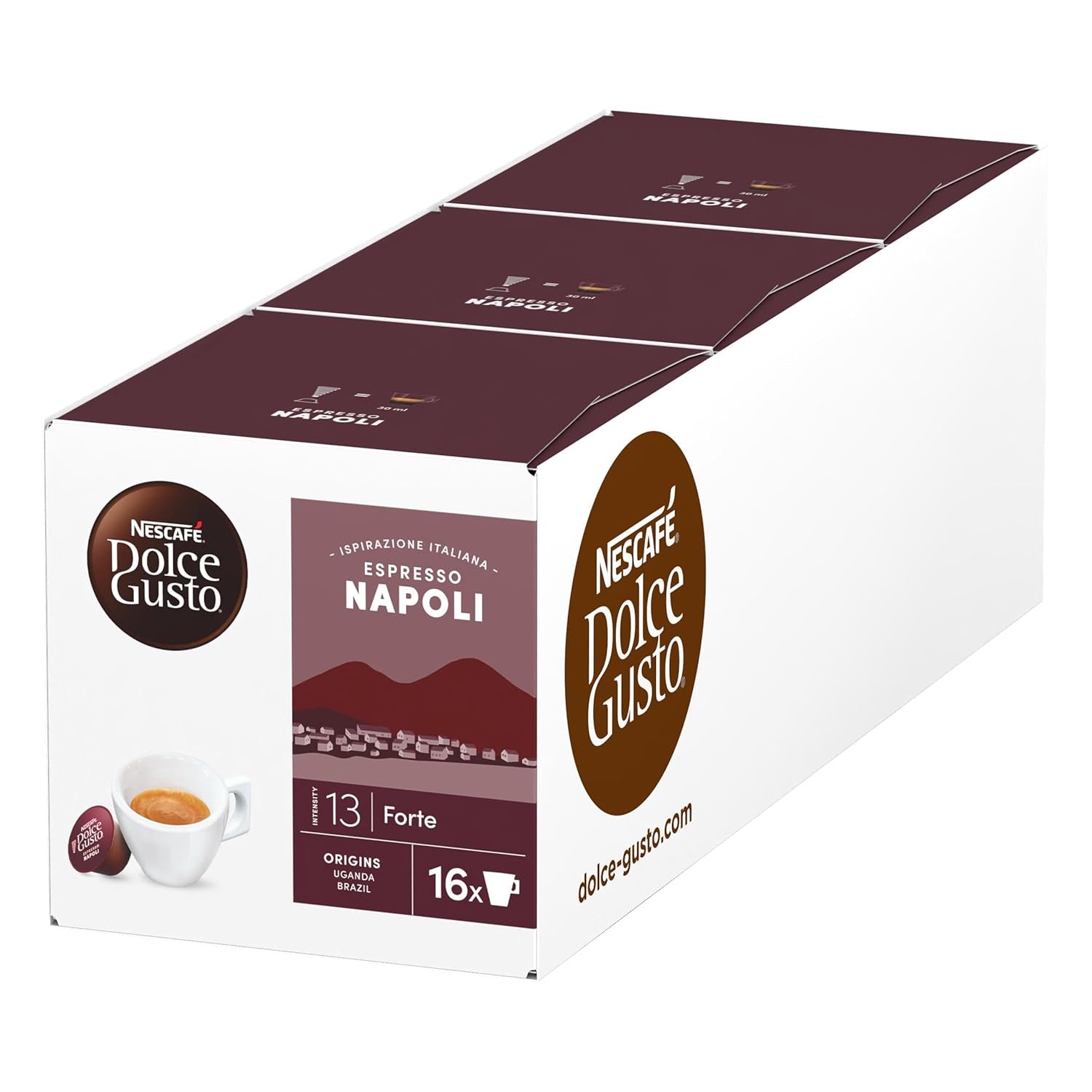 NESCAFÉ DOLCE GUSTO Inspirazione Italiana Espresso Napoli Kaffeekapseln Paquete de 3 (3 x 16 Kapseln)