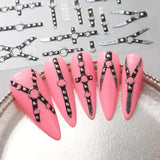 2PCS 5D En Relieve Gótico Punk Nagelsticker, Nagel Sticker Selbstklebend Kreuz Und X-Form Halloween Nagelaufkleber, Nageldesign Zubehör Für Damen Nail Art