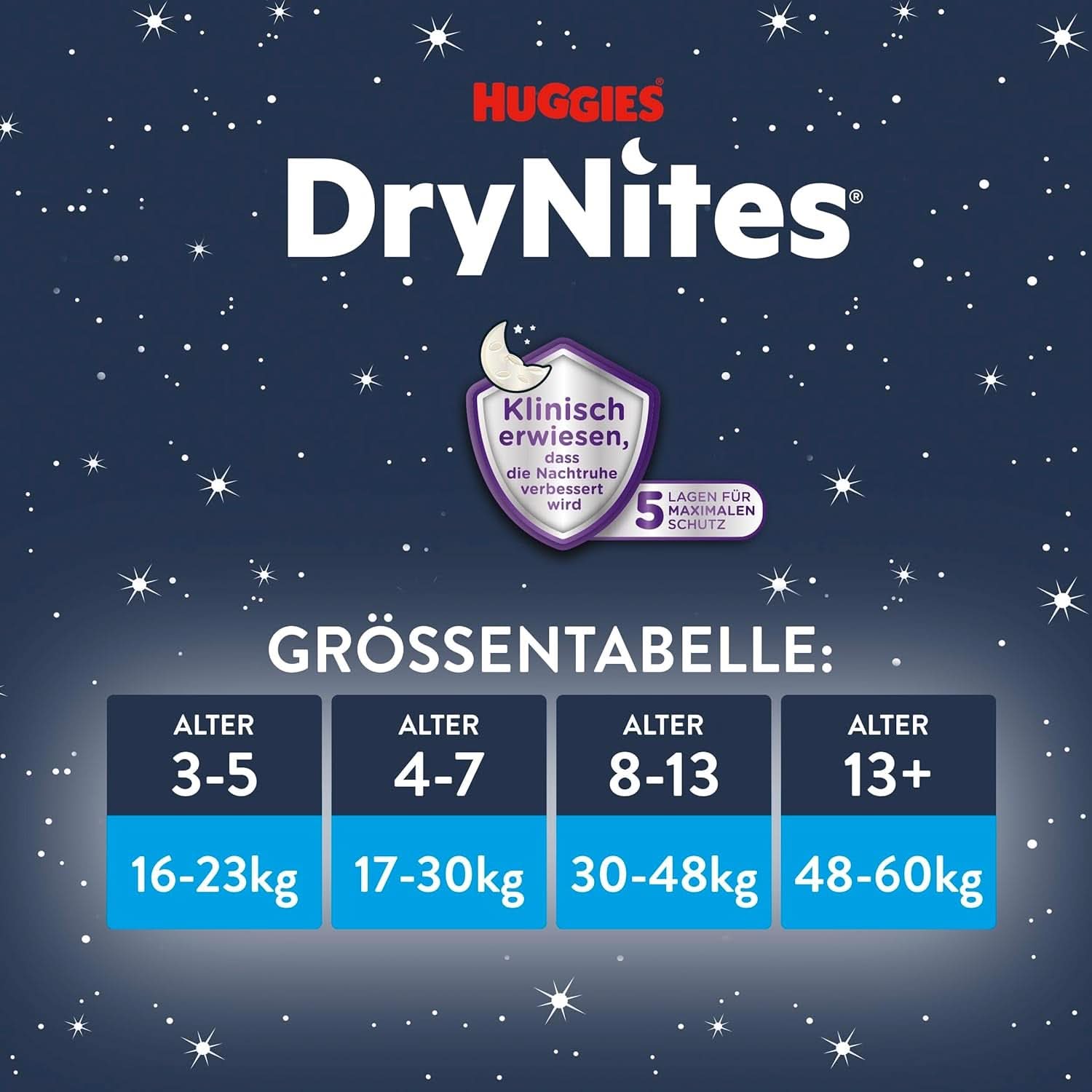 Huggies Drynites Nachtwindeln Bei Bettnässen, Für Mädchen Ab 13 Bis Ca. 17 Jahre (48-60 KG), 33 Stück (3X11), Jumbo-Monatspack, Pañal-Pants XL Accesorios Alimentación y Lactancia Baby Naty Shop