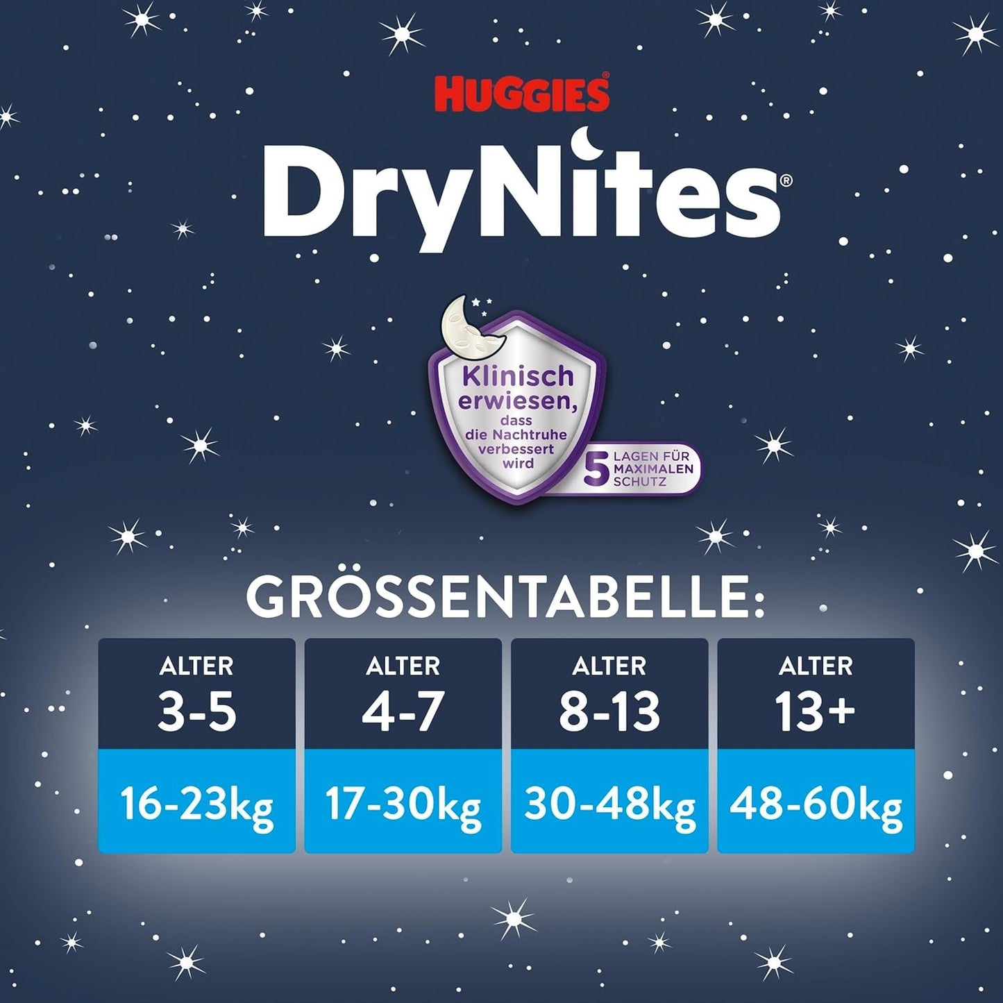 Huggies DryNites Pañales nocturnos para mojar la cama para niños de 13 a aproximadamente 8-13 años (30-48 kg) Paquete mensual gigante de 33 piezas (3x11) Bragas de pañales XL Productos de baño Vazba