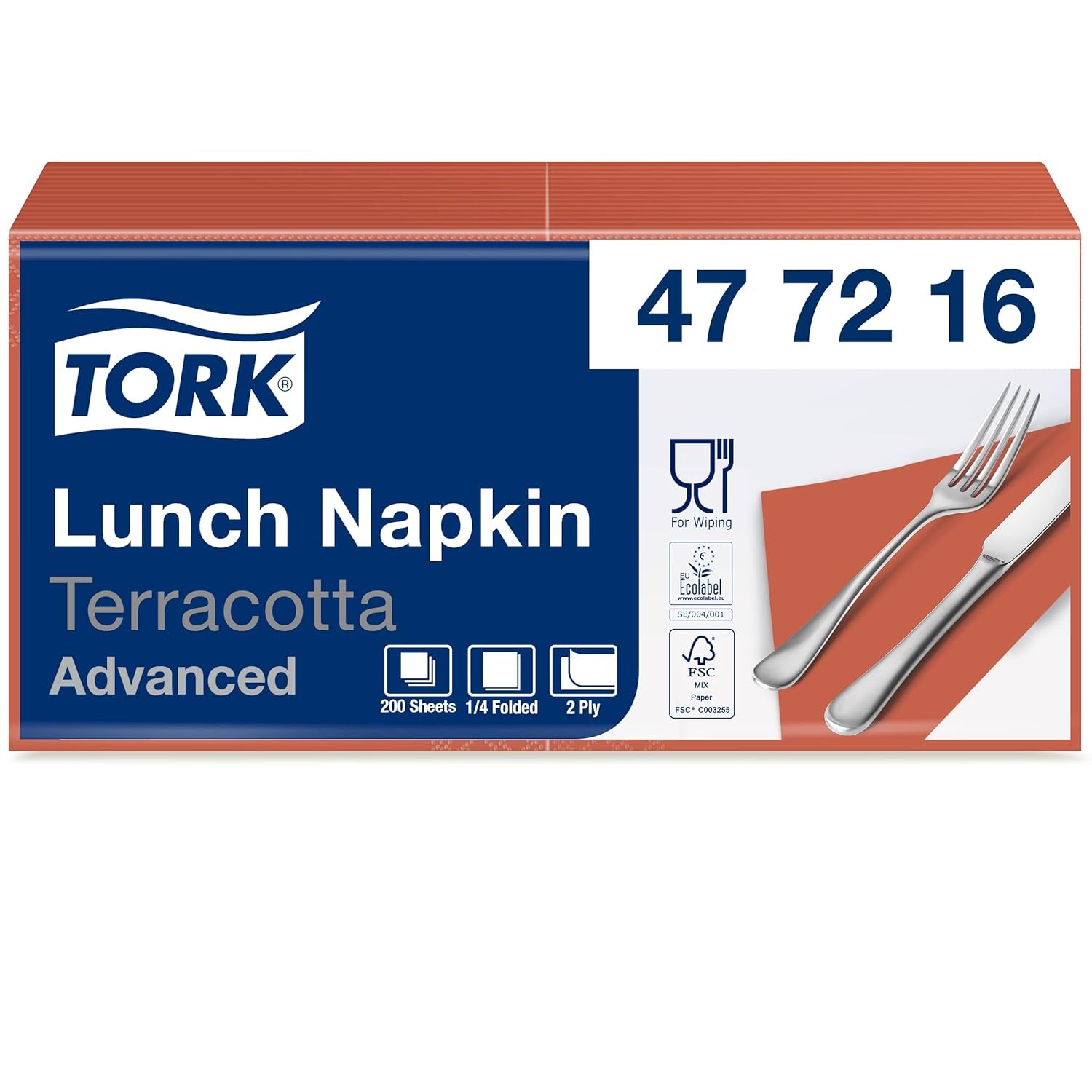 Tork 477840 Servilletas de almuerzo color lima / Servilletas de 2 capas para comidas pequeñas o refrigerios / Calidad avanzada / Servilletas de papel 10 x 200 (2000) / 32,6 x 33 cm (largo x ancho) / Pliegue 1/4
