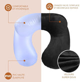 Almohada de Viaje Inflable, Almohada de Viaje con Antifaz para Dormir + Tapones para los Oídos + Bolsa de Transporte, Súper Ligera y Portátil, Ideal para Avión, Coche, Hogar, Oficina, Negro Naty Shop Almohadas de Viaje
