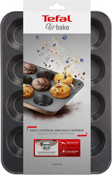Tefal Airbake J2555014 Muffinform, Antihaftbeschichtung, Karbonstahl, Braun, 29 X 41 Cm Moldes y bandejas para hornear Naty Shop