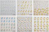 JMEOWIO 6 Blatt 3D Nagelsticker Goldene Unregelmäßige Geometrische Nail Art Sticker Selbstklebend Nagelaufkleber 5D Stereoskopisch Dekoration Nageldesign Zubehör