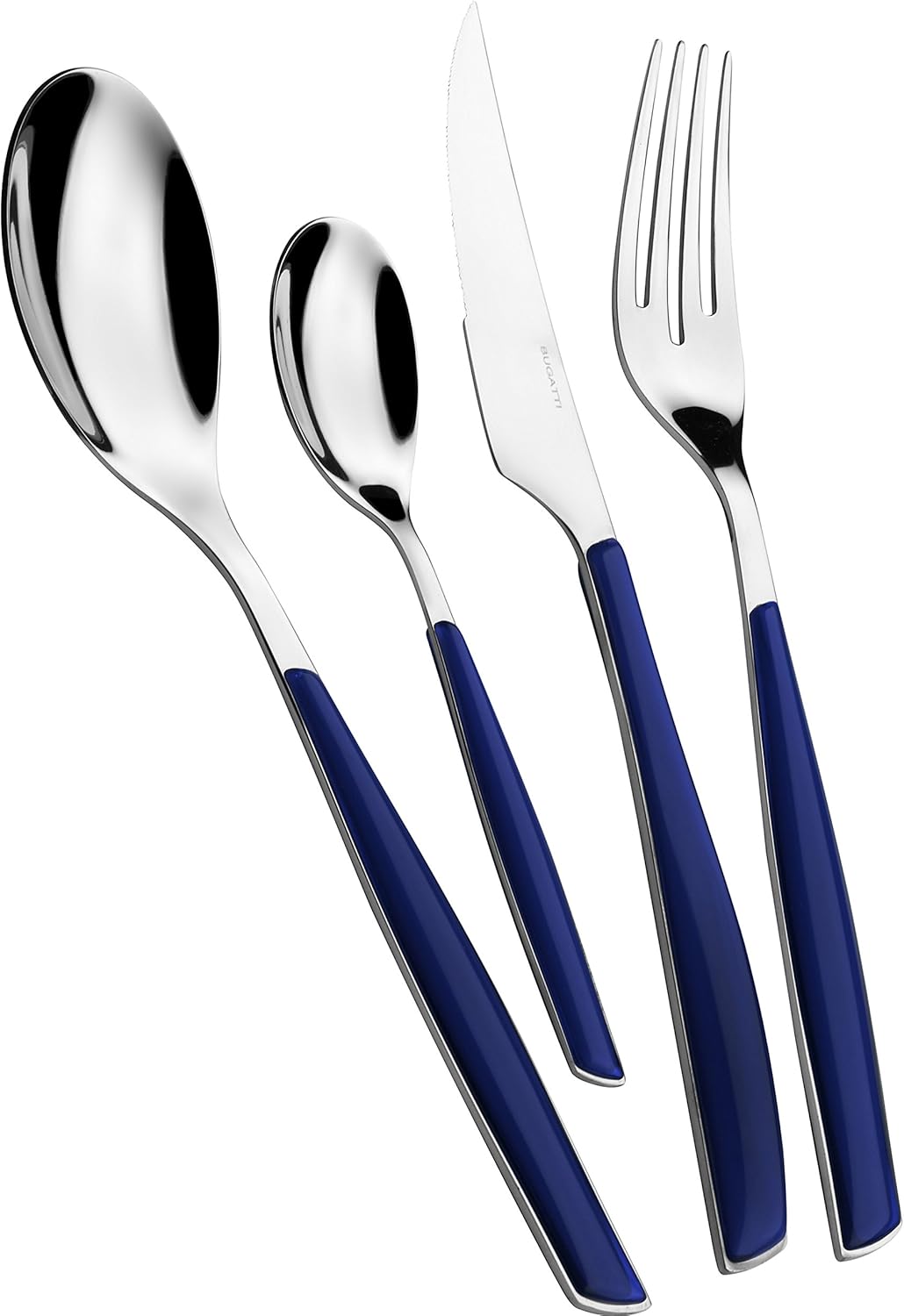 BUGATTI Glamour, Juego de Cubiertos para 6, 24 Piezas Acero Inoxidable 18/10 Naty Shop Azul Noche