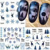 Pegatinas de uñas navideñas 3D, autoadhesivas, transferencia de agua, árbol de Navidad, copo de nieve, alce, pingüino, arte de uñas navideño, diseños de uñas de invierno, pegatinas navideñas, accesorios para uñas