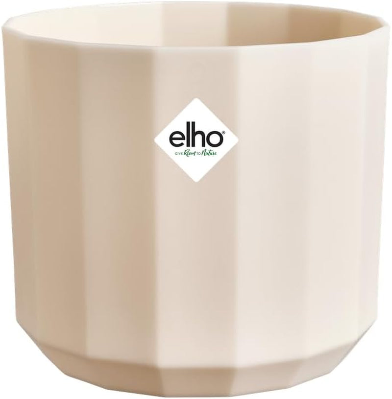 Maceta redonda elho Facet 17cm - para uso interior - 100% plástico reciclado - Ø 16,6 x Alt. 14,9 cm - Rosa/Rosa almendra