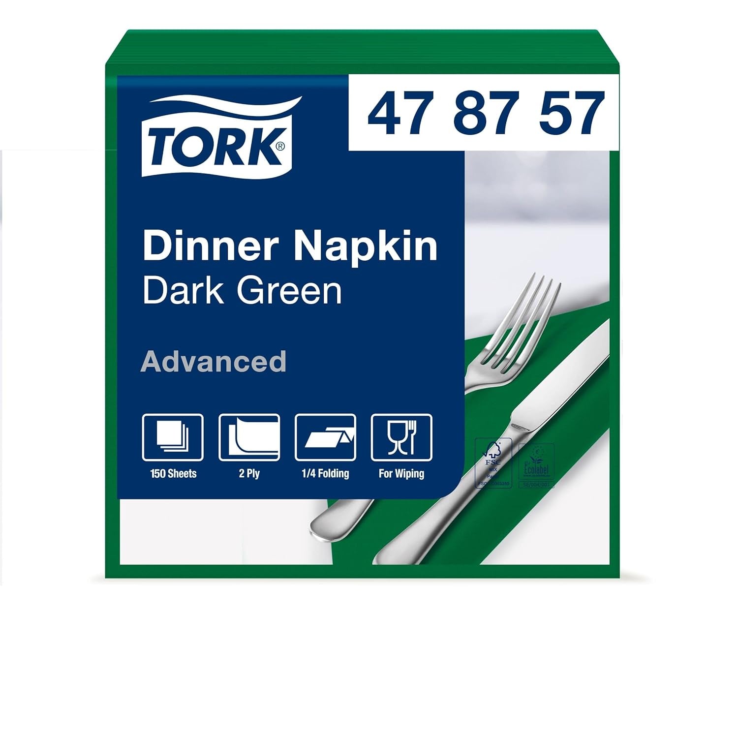 Tork Linstyle 509542 Servilletas de cóctel negras, pliegue 1/4, 1 capa, 23,8 x 23,8 cm, 1 x 100 servilletas