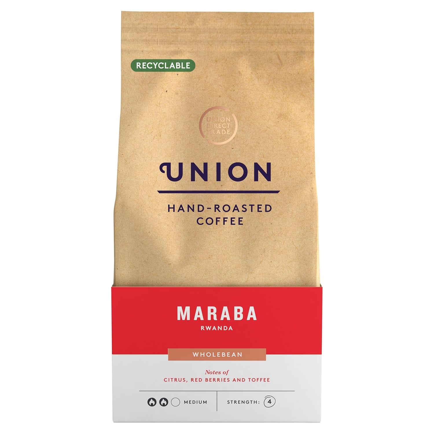 Café tostado a mano Union, Maraba, Ruanda, en grano entero, 200 g