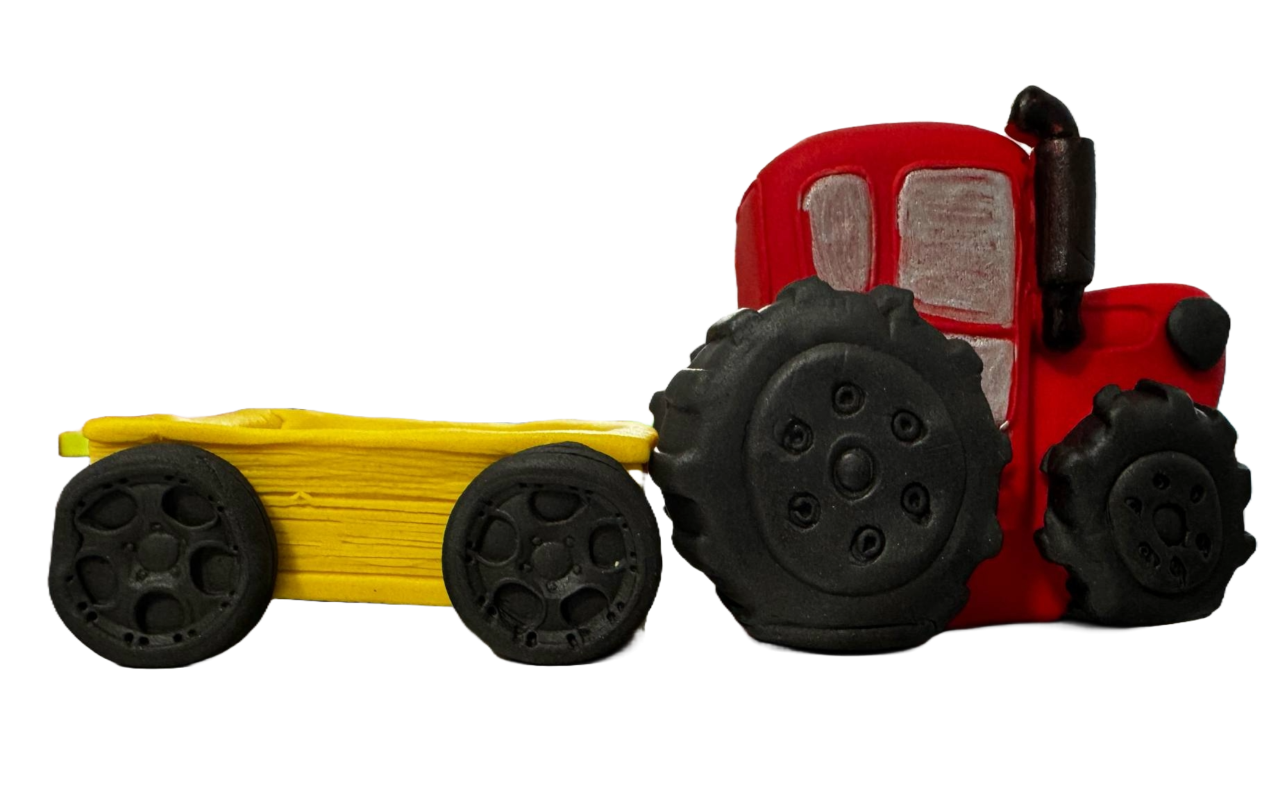 Set de 2 decoraciones comestibles en pasta de azúcar, Tractor con remolque Decoraciones en pasta de azúcar Nati Shop