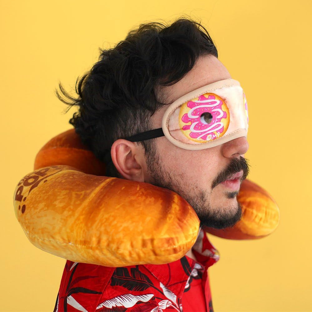 Almohada para el cuello y antifaz Croissant, naranja Naty Shop Almohadas de viaje