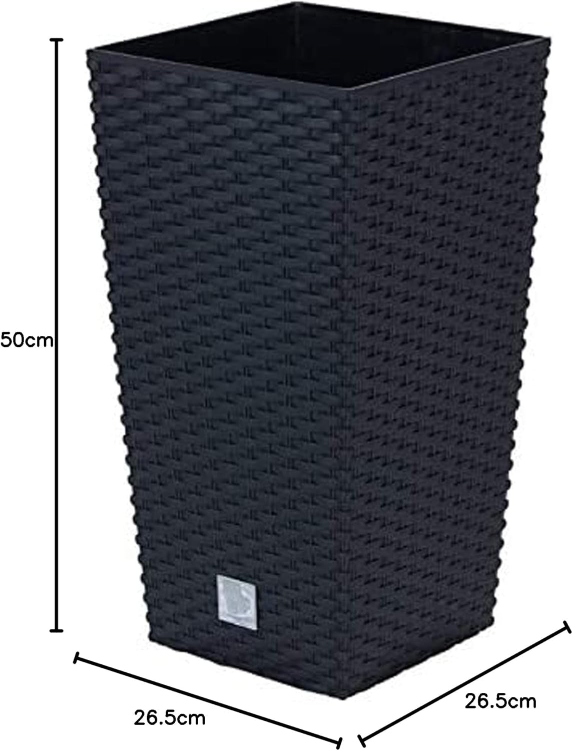 Macetas Prosperplast imitación ratán/macetas con inserto | 26,5x26,5x50cm | antracita | resistente a la intemperie y a los rayos UV | de plástico resistente | para interior y exterior