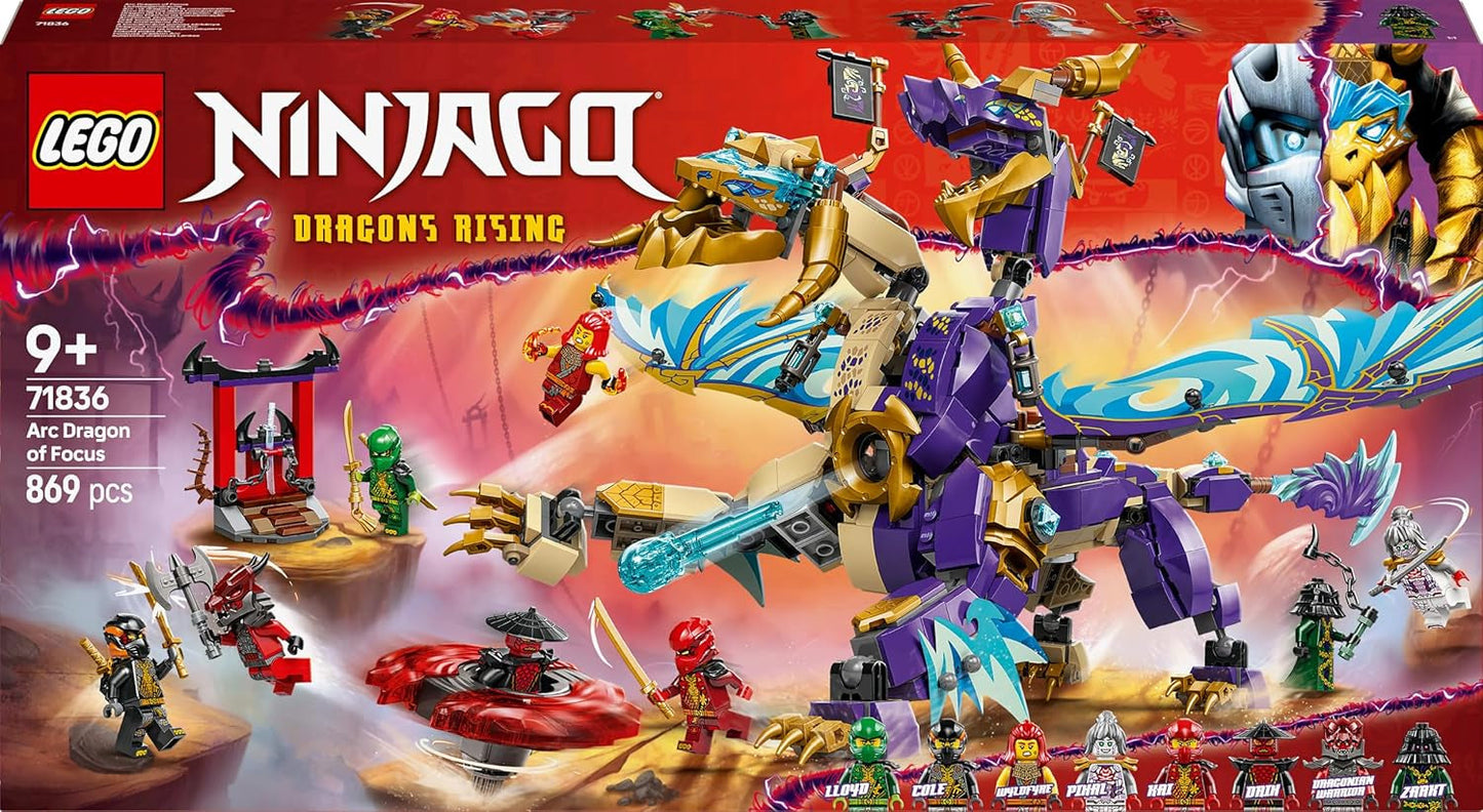 LEGO NINJAGO Dragón Arco de Luz - juguete con 8 minifiguras y una rueda de Spinjitzu - juguete de construcción ninja interactivo para niños y niñas mayores de 9 años - idea de regalo para fans 71836 Juegos de construcción Besuche den LEGO-Store