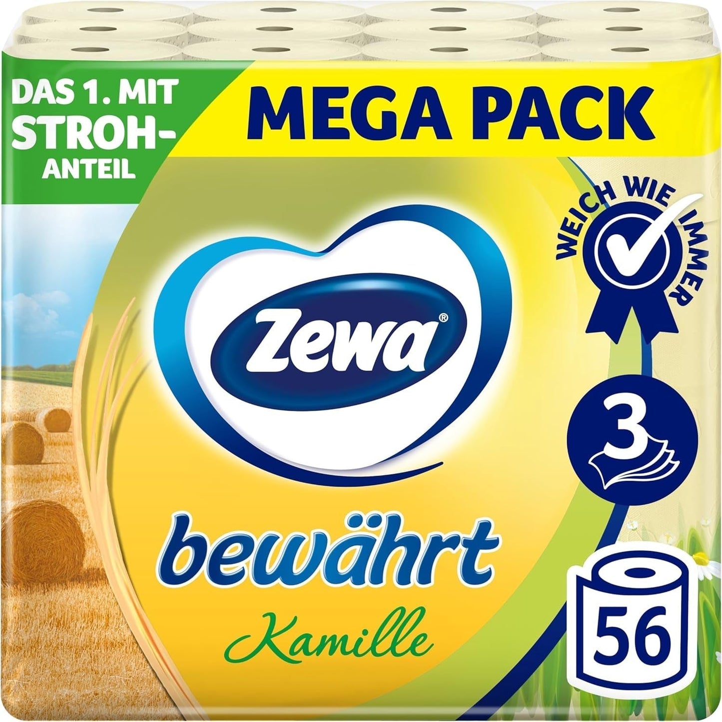 Papel higiénico de manzanilla probado Zewa con pajita 7X 8 rollos