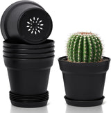 T4U Maceta de Plástico con Platillo de 16 cm, Juego de 6 Macetas de Plástico para Hierbas con Múltiples Orificios de Drenaje, Maceta Redonda para Plantas Suculentas de Interior y Balcón, Cactus, Blanco
