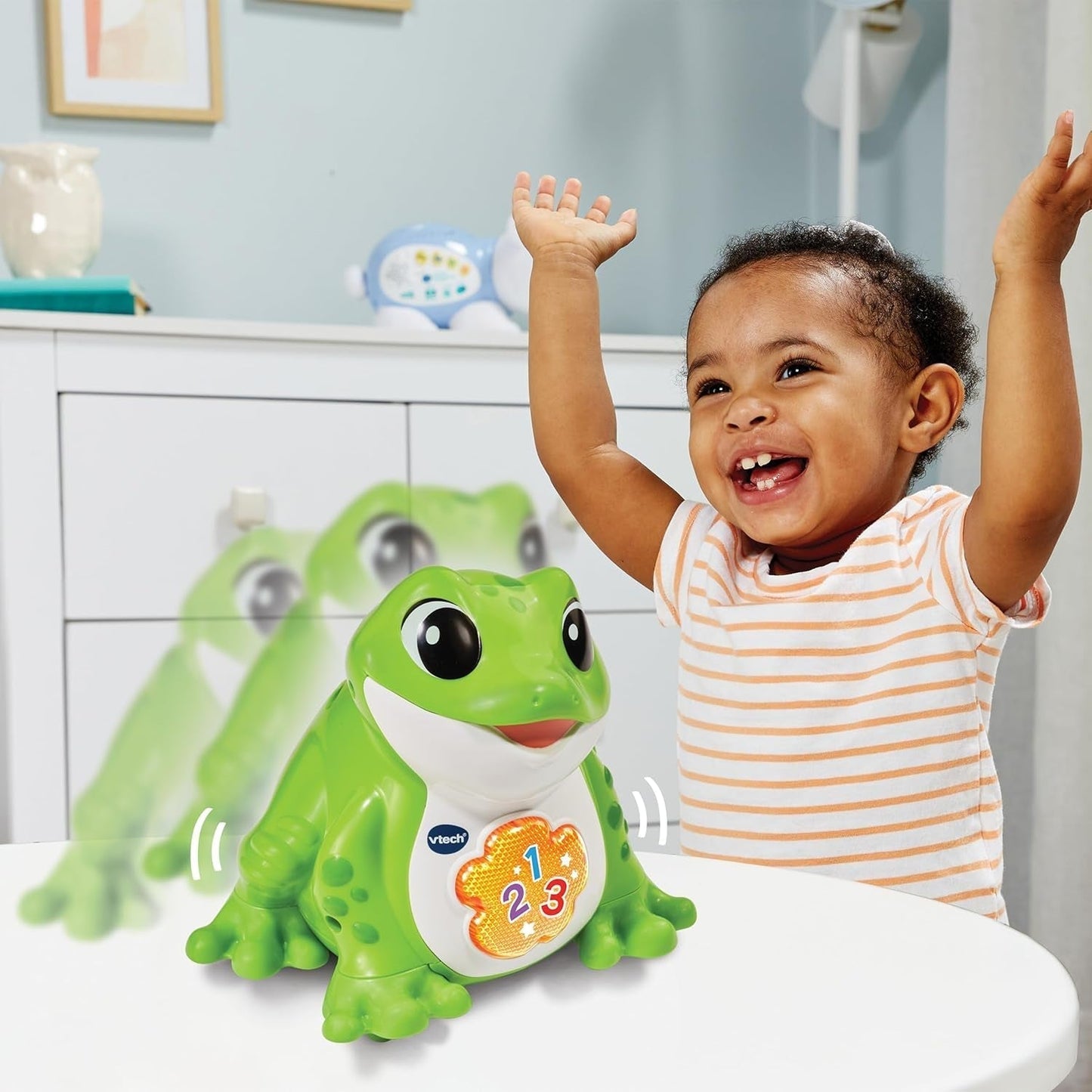 Vtech Baby Jumping Frog - Rana saltarina parlante con 3 canciones y 12 canciones - Para niños de 12 a 36 meses Juguetes para bebés Naty Shop