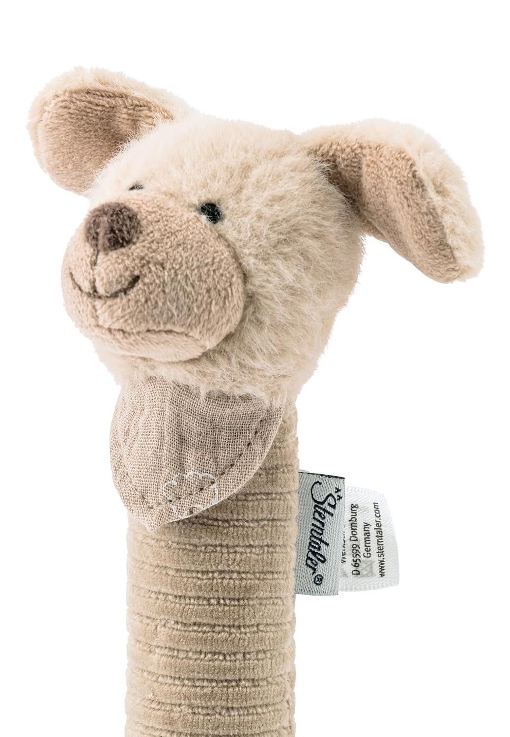 Sterntaler Chirriador para bebé Lucky Dog - Juguete para bebé de material suave y esponjoso con cordón - Juguete para atrapar a los niños - Primeros intentos de atrapar y jugar, gris-beige Bebe Toys Naty Shop