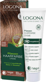 LOGONA Cosmética Natural Coloración Vegetal en Crema 240 Castaño Turrón, Tinte natural para cabello castaño con henna, crema colorante para tonos castaños, colorante para cabello oscuro, 150ml Tinte para el cabello Naty Shop 240 Castaño Turrón