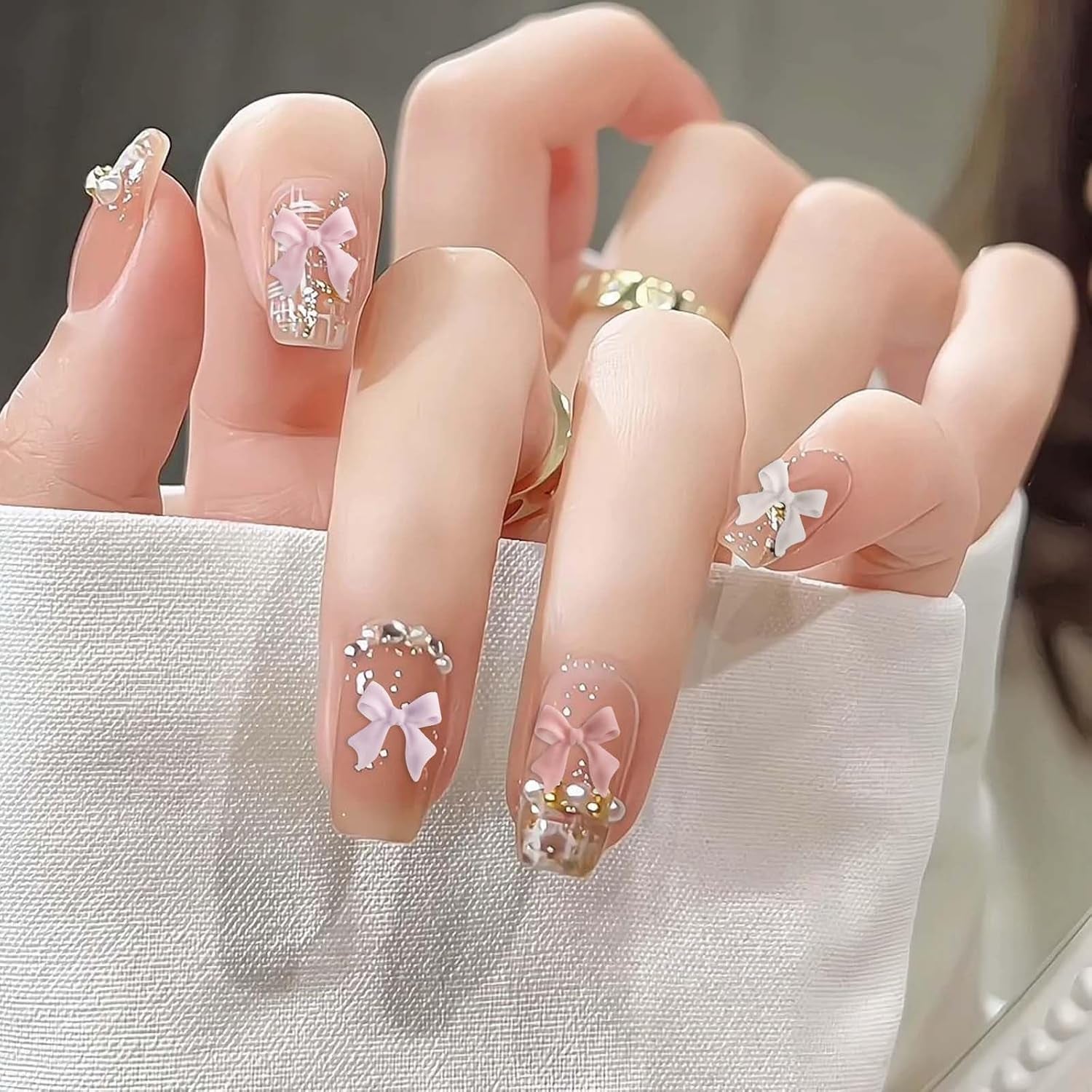 100 piezas Juegos de decoraciones de uñas 3D Schleifen Nagelanhänger Nagelkunst Dekorationen Schleife Für Acrylnägel, Süße Kawaii-Schleifenanhänger, Hübsche Nagel-Schleifenanhänger-Dekoration
