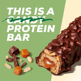 MaxiNutrition Barrita proteica vegana cremosa con chocolate, cacahuetes y caramelo 12x45g - barrita proteica vegana, 18% de proteína, 8,3 g por barrita, bajo contenido en azúcar (0,9 g), sin azúcar añadido, sin aromas artificiales