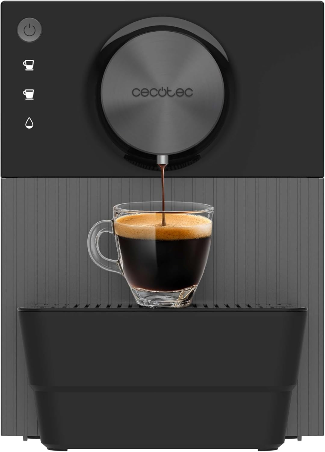 Cecotec Cafetera espresso compacta Cremmaet Cube, 1350 W, sistema de prensado 10 g, sistema de preinfusión, 19 bar, sistema thermoblock, 5 niveles de molienda, panel de control táctil