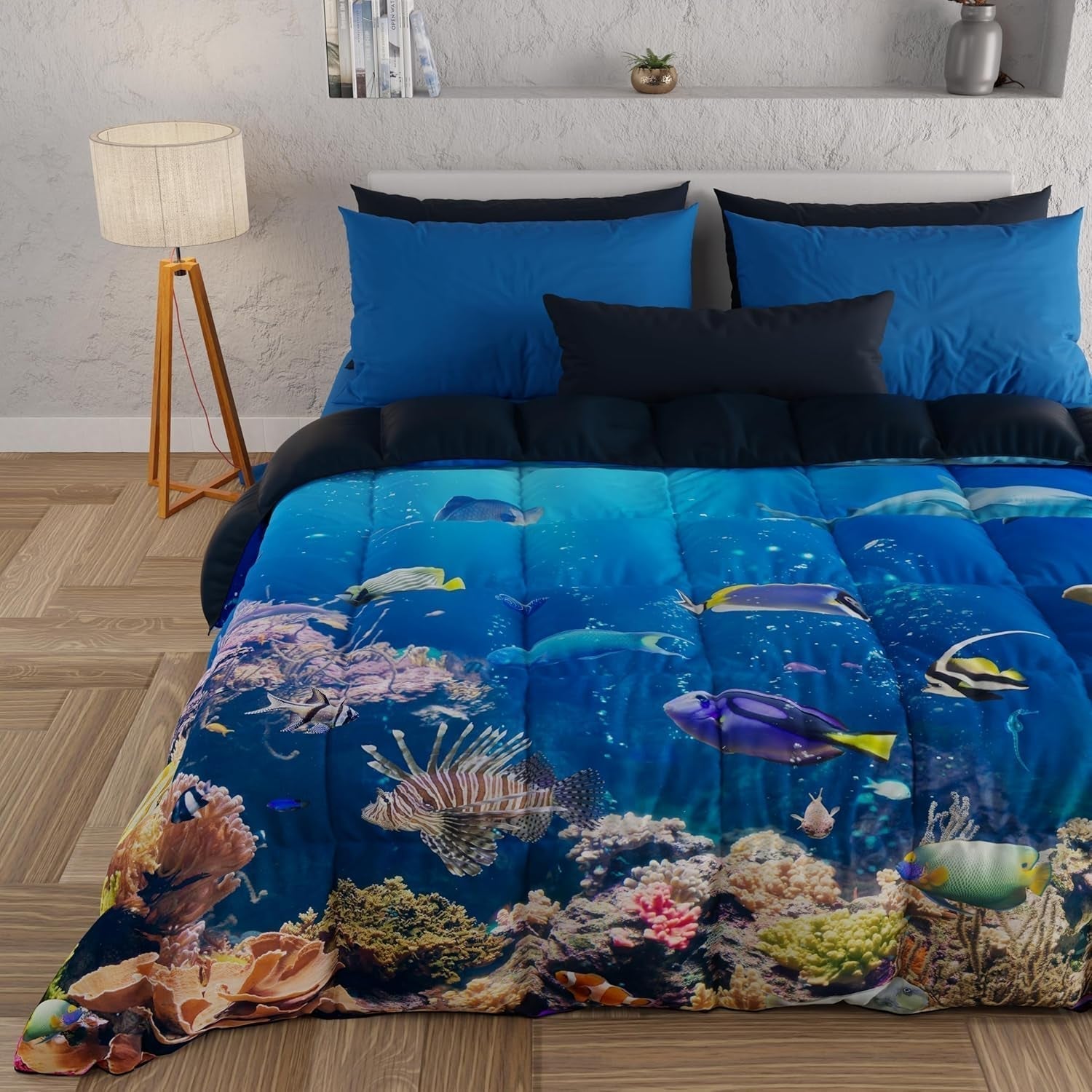 PETTI Artigiani Italiani Funda nórdica para cama de matrimonio, 100% Made in Italy, Aquarium Edredones y colchas Naty Shop