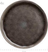 MÄSER 934073 Niara Organic Series Vajilla moderna para 4 personas con un atractivo aspecto vintage, servicio combinado de 16 piezas con una combinación especial de esmalte negro y marrón, gres