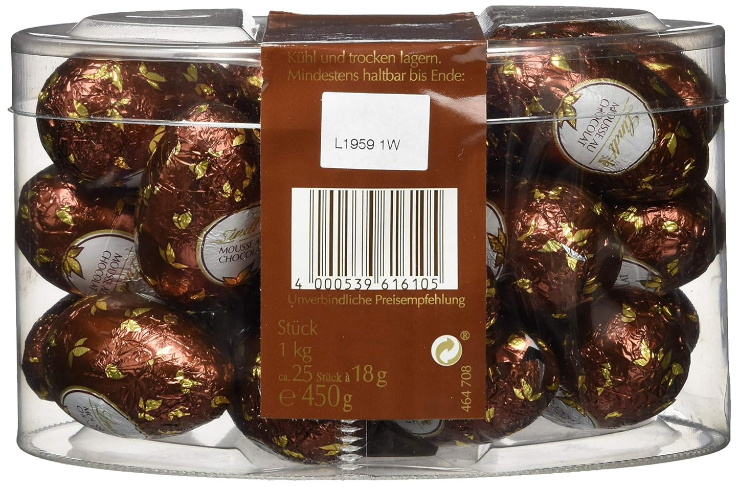Mousse de chocolate Lindt con huevos de chocolate | 450 g Chocolate con leche relleno de mousse de chocolate que se deshace en la boca | Chocolate de Pascua | Regalo de chocolate | Huevos de Pascua | huevos de chocolate