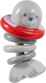 HABA 306691 - Sonajero Figura Foca, juguete para agarrar a partir de 6 meses, Made in Germany, gris Juguetes Bebé Naty Shop