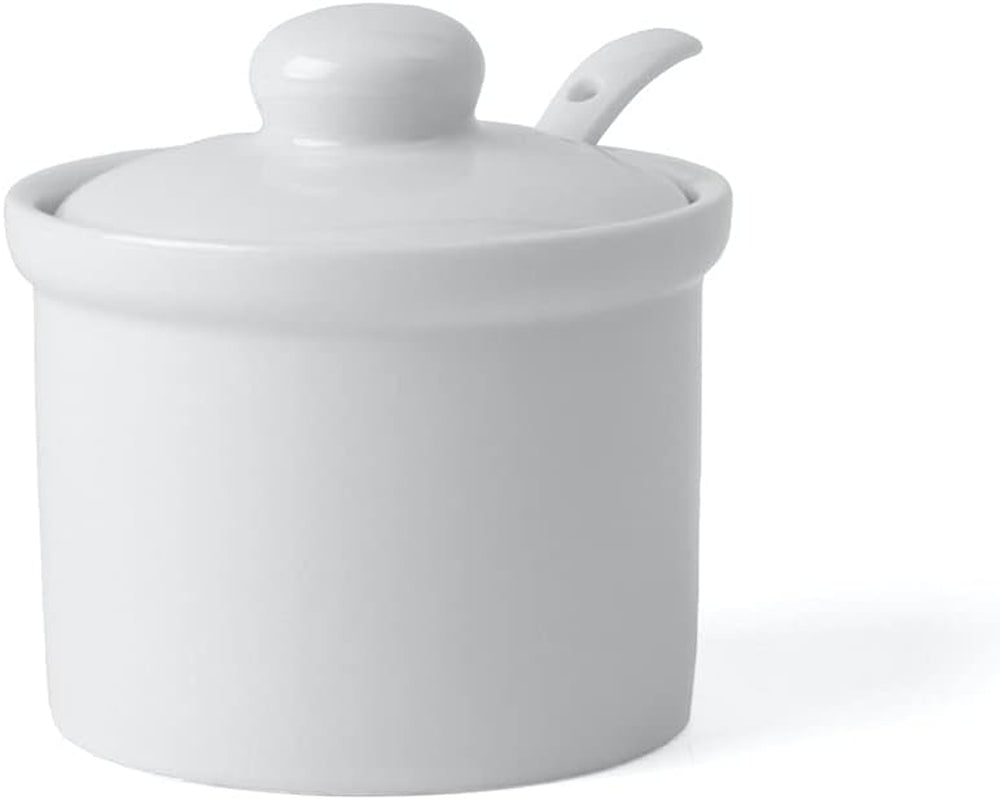 Holst Porcelana AT 216 FA1 Bidón 0,17 L Barril con Cuchara, Blanco, 8,5 x 8,5 x 6,5 cm