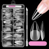 Uñas cortas de cubierta completa, 120 piezas, 12 tamaños, puntas de uñas cortas para uñas de gel, pegamento en uñas artificiales, pegamento en lima de uñas, pulidor de uñas, empujador de cutículas