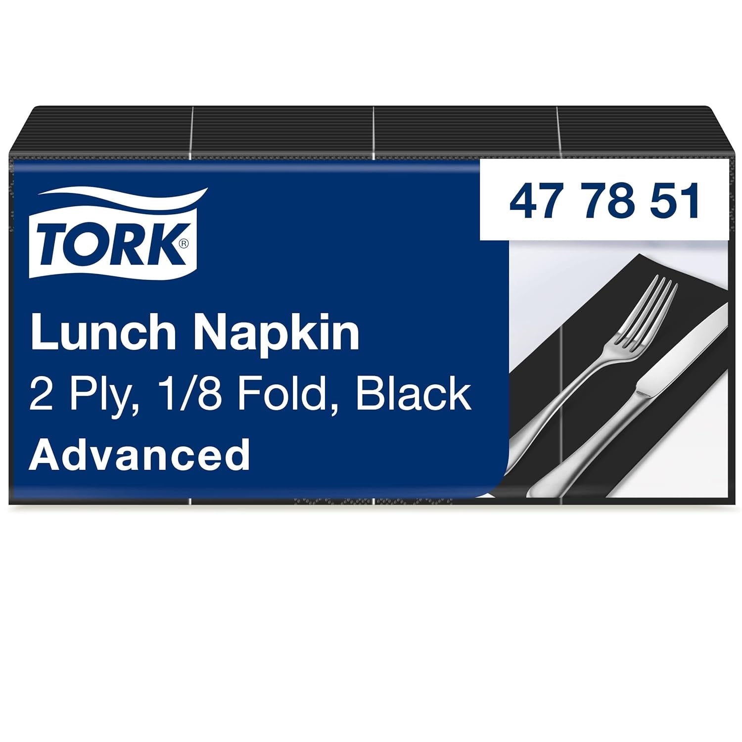 Tork 477851 Servilletas de almuerzo negras plegadas 1/8 / Servilletas de papel preplegadas de 2 capas para refrigerios o comidas pequeñas / Calidad avanzada / Servilletas 10 x 200 (2000) / 32,6 x 33 cm (largo x ancho)
