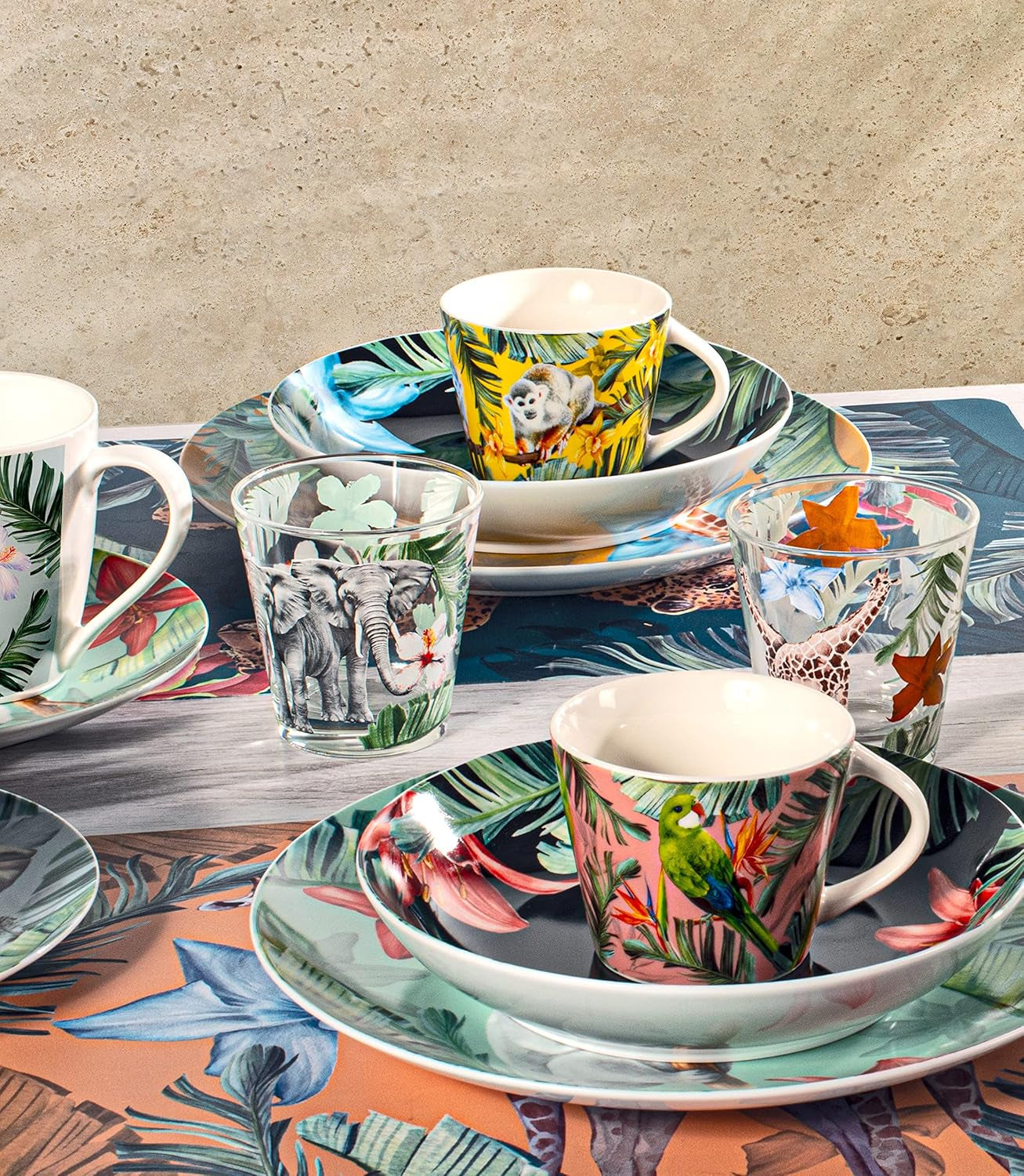 Servicio de tavola de porcelana exótica de 18 piezas