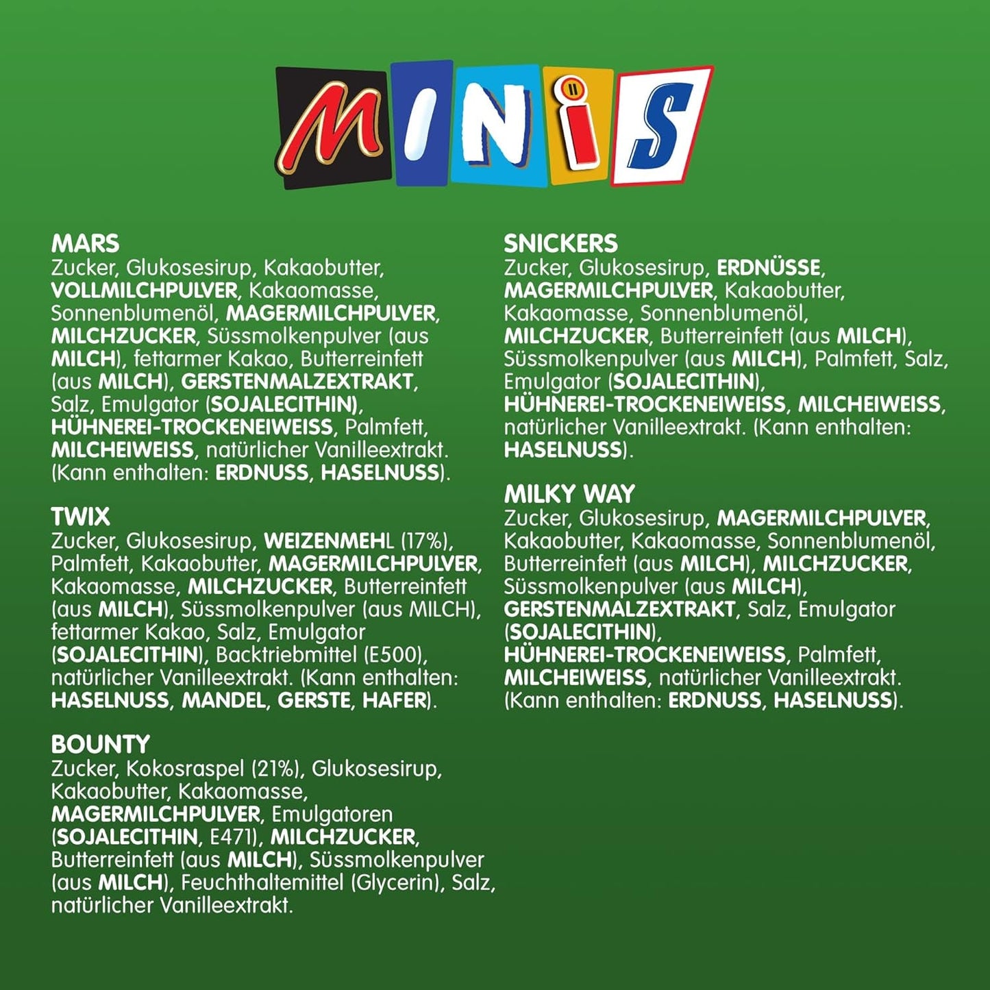 Minis mixtos, Snickers, Bounty, Twix, Milky Way, paquete a granel de chocolate, un paquete (1 x 400 g) (paquete de 5)