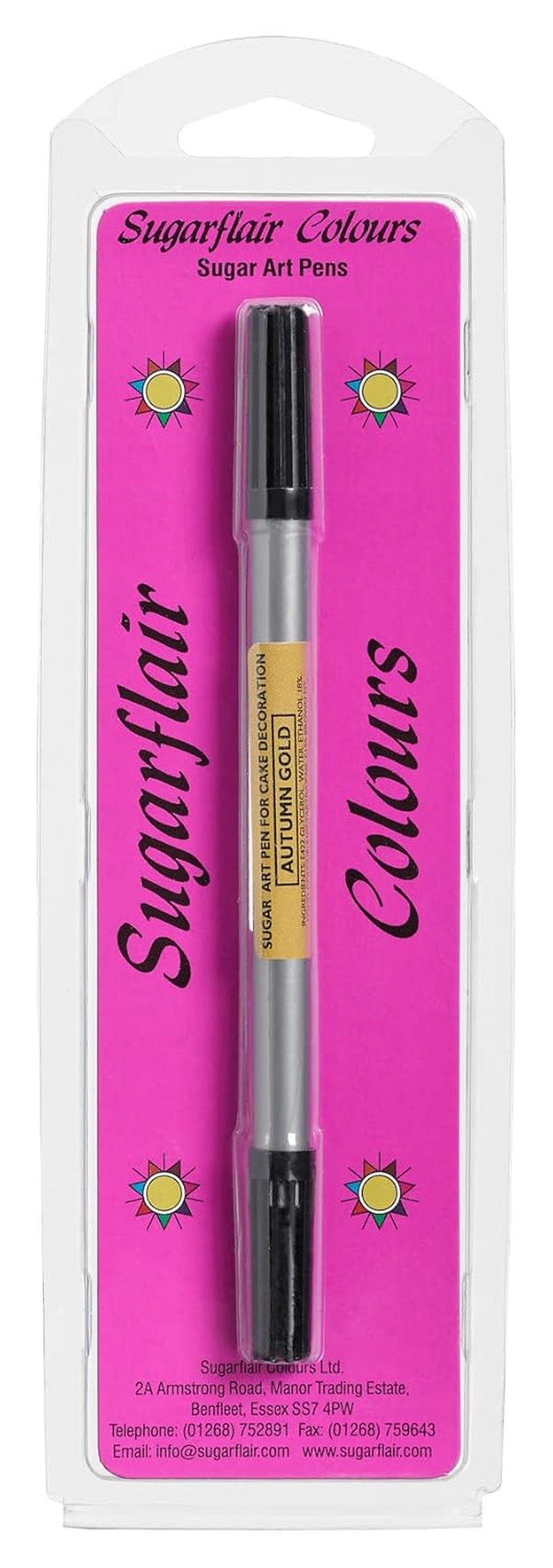 Bolígrafos colorantes alimentarios dorados Sugarflair con diseño de azúcar, bolígrafo comestible para alimentos, bolígrafo para pasteles, decoración de fondant, mazapán y glaseado real, 1 pieza