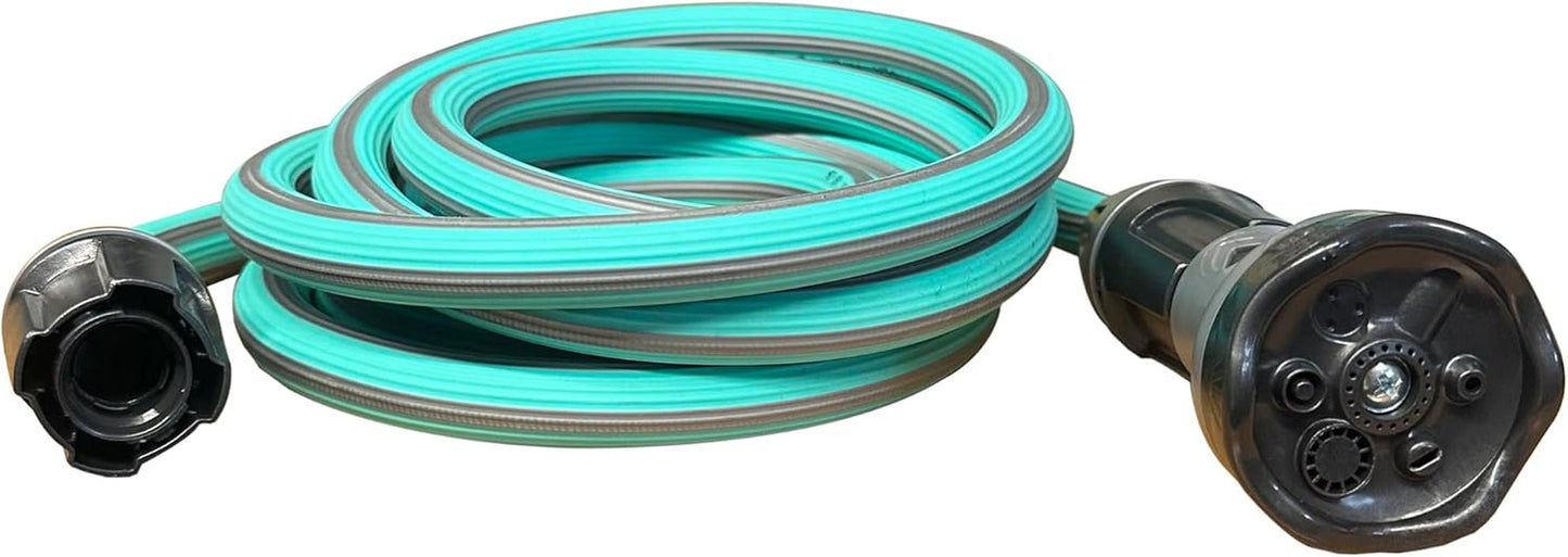 Manguera de jardín extensible hasta 7,5 metros, 1/2" (12,5 mm), con ducha de mano y 8 funciones, Idroeasy