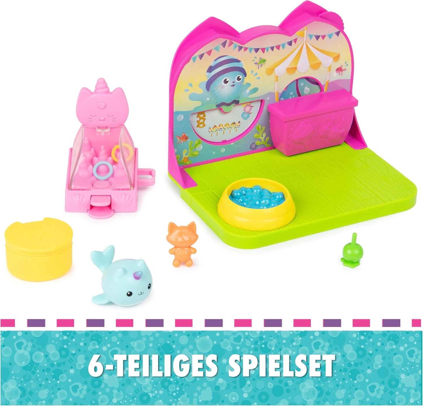 DREAMWORKS GABBY'S DOLLS HOUSE - Juego de habitación de lujo, sala de fiesta Kitty Narwhale, muebles y accesorios temáticos, a partir de 3 años