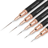 Pinceles para uñas, 5 piezas Pinceles para contorno de uñas, Juego de pinceles para diseño de pintura, Herramienta de dibujo de punta de uñas para líneas largas, Detalles finos, Dibujo fino en tamaño 6/9/12/15/18 mm, Negro