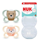 Chupetes NUK Perfect Match Air para bebés | 0-6 meses | Chupetes de ortodoncia que favorecen la circulación del aire y evitan el babeo | 95% de aceptación por parte de los bebés** | Zorro/Oso de peluche | Paquete de 2