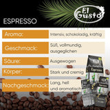 El Gusto Espresso Kaffee aus ganzen Bohnen aus Costa Rica, dunkel geröstet, creative Mischung, 100% Arábica, frischer Gourmet-Kaffee 3er Pack