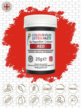 Colorante alimentario Sugarflair Colourflex Extra Paste, rojo - Colorante alimentario comestible para crema de mantequilla, chocolate, pasta de azúcar, glaseado, fondant, mezclas para pasteles, masa y más - 25 g
