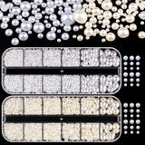 GZMAYUEN Nail Art Perlen Micro Caviar para uñas, 0,3-3 mm Goldene Silber Mini Caviar Strasssteine, Weiß Beige Mini Nägel Perlen Mikroperlen Dekor para uñas