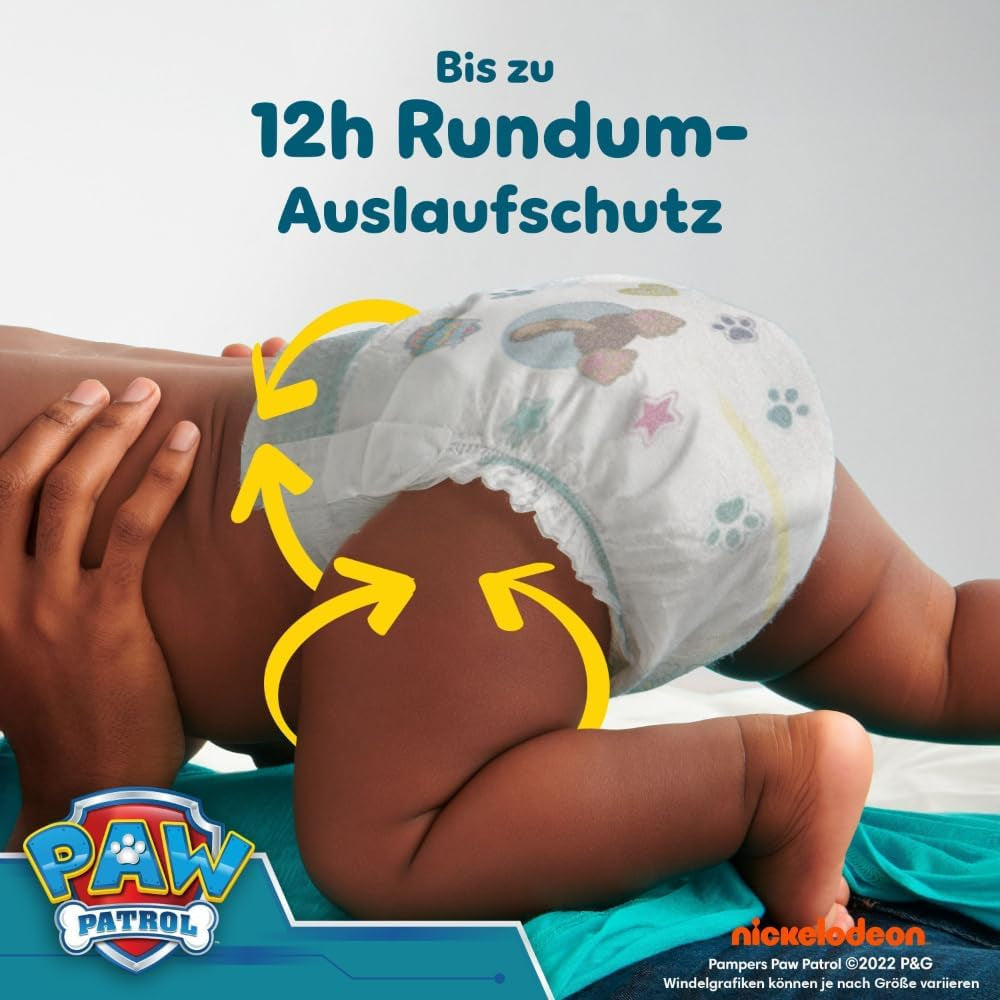 Pañales Pampers Baby-Dry Puppy Patrol Edition, talla 5, 186 pañales, 11 kg - 16 kg, hasta 100 % de protección contra fugas y comodidad durante toda la noche