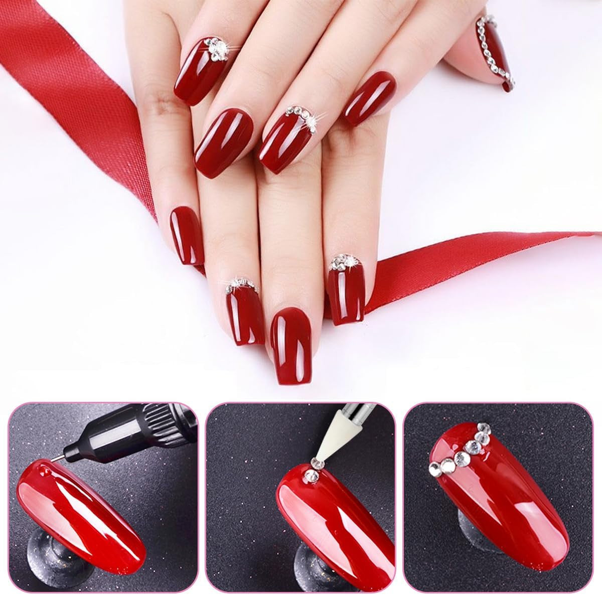 4600 Stück Strasssteine ​​​​Für Nägel, Nagel Glitzersteine ​​​​3 Verschiedene Stil Flache Nail Gems Nägel Steine ​​​​Klein Nagel Steinchen Mit Pinzette Und Strass Picker Dotting Pen para Nägel/Kleidung/Handwerk