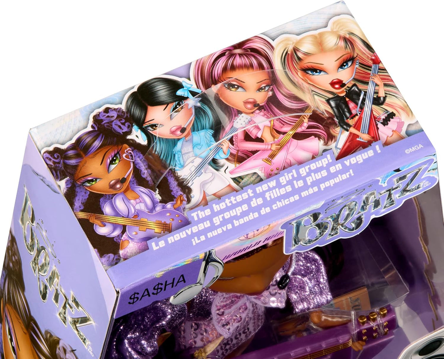 BRATZ Pop Starz Sasha – Muñeca de moda con llavero, atuendo y accesorios musicales coleccionables