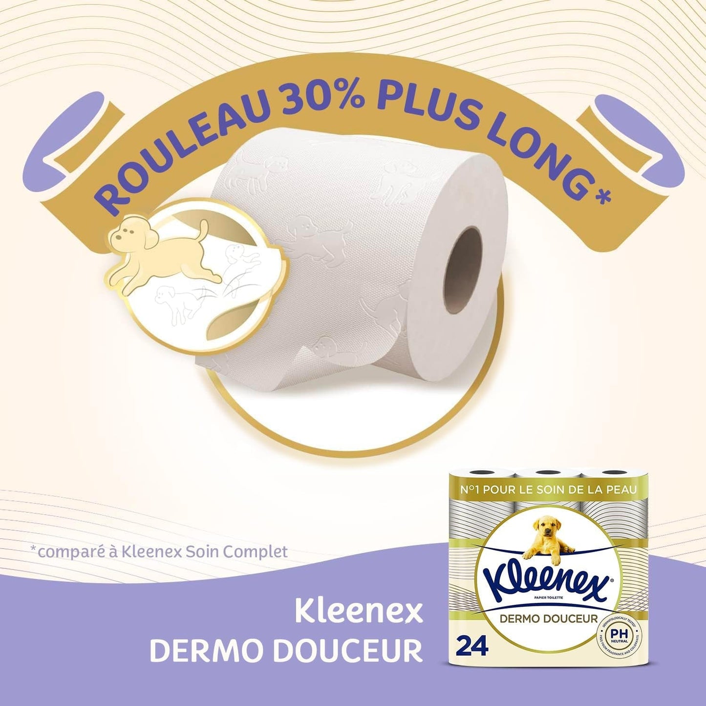KLEENEX Dermo Douceur 4230420 Papel higiénico, 24 rollos (4 X 6 rollos) blanco, 24 Unité (Lote de 6)
