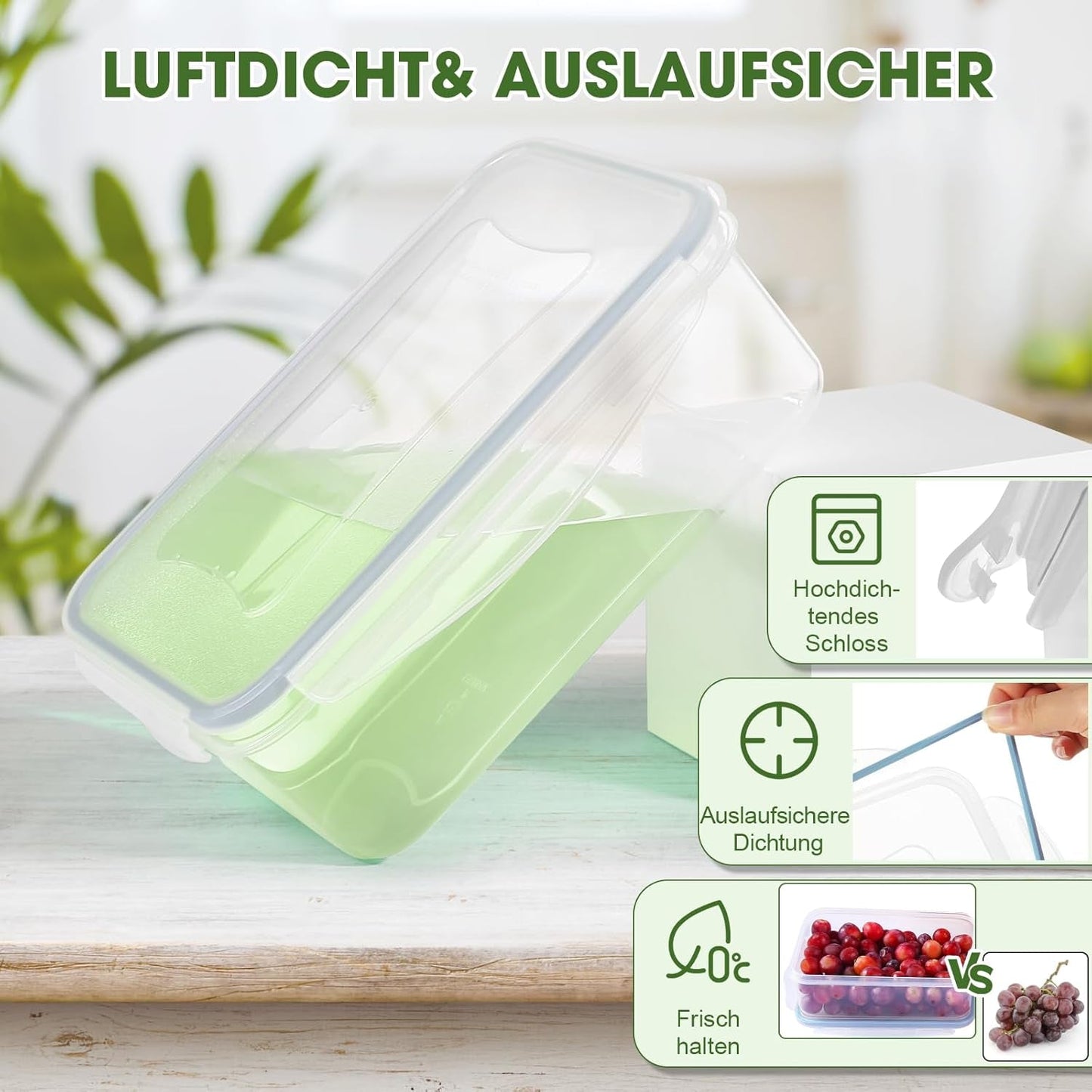 YASHE Tarros de almacenamiento de alimentos con tapa, juego de tarros de plástico de 12 piezas, sin BPA, 100% a prueba de fugas, apilables, cajas transparentes para almacenar alimentos Naty Shop