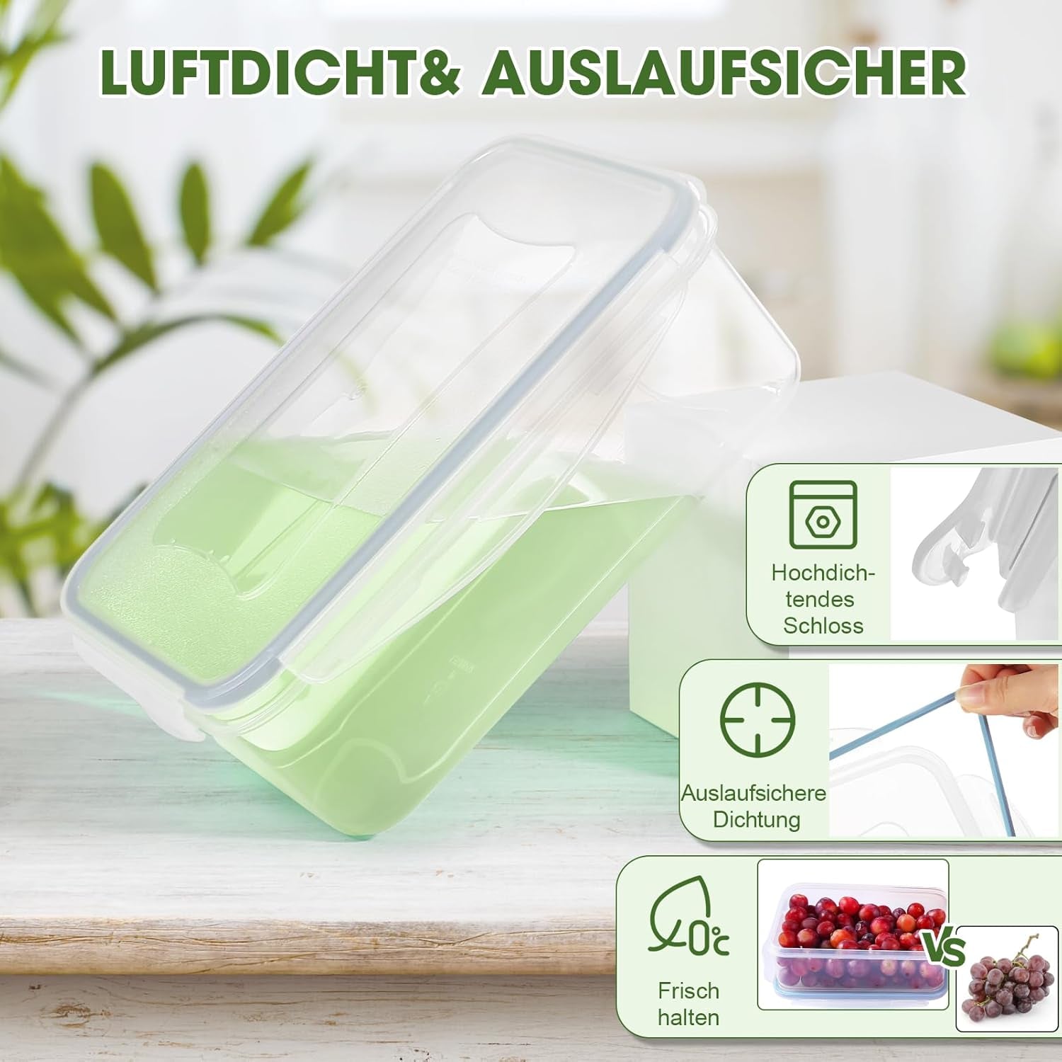 YASHE Tarros de almacenamiento de alimentos con tapa, juego de tarros de plástico de 12 piezas, sin BPA, 100% a prueba de fugas, apilables, cajas transparentes para almacenar alimentos Naty Shop